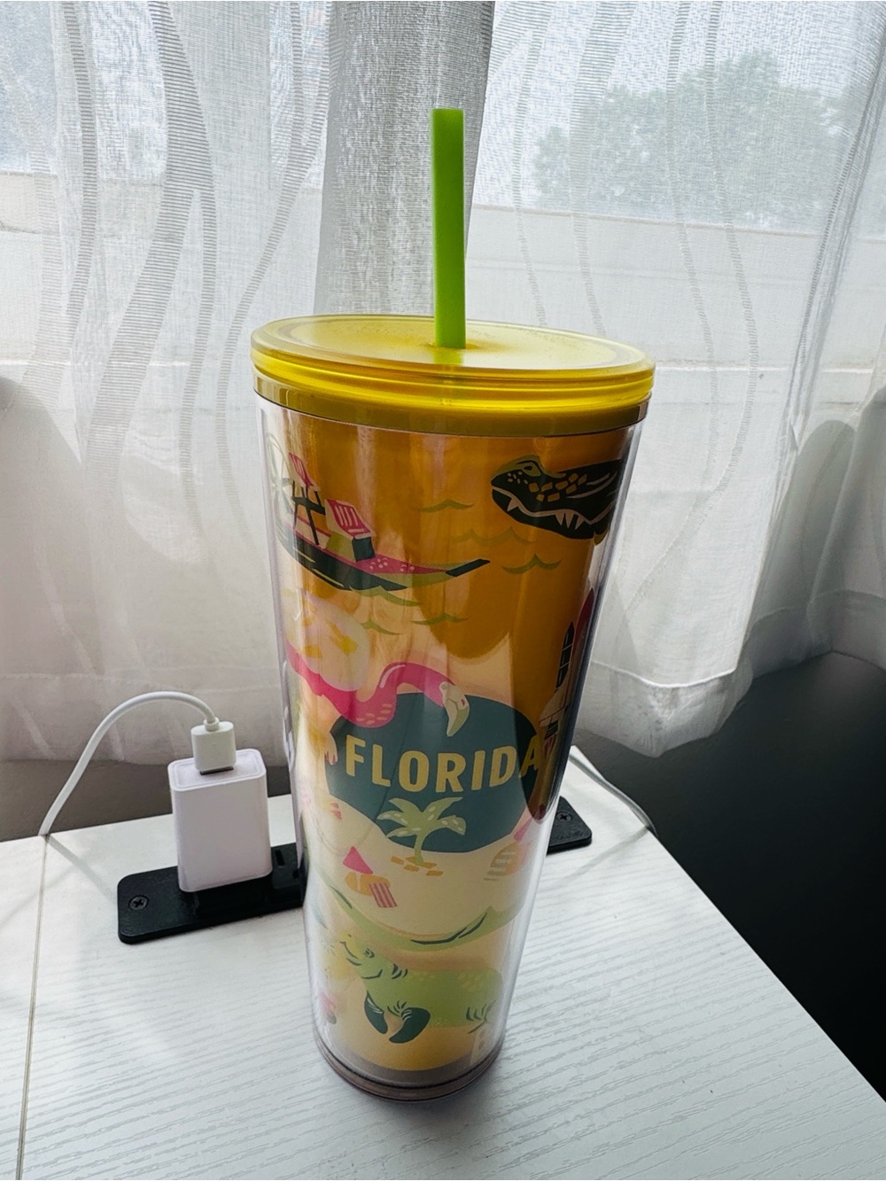 Starbucks Florida Graphic Travel Tumbler with Straw - Yellow Lid